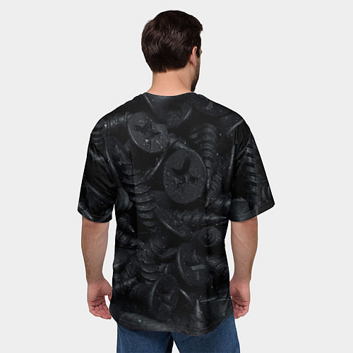 Мужская футболка оверсайз Саморезы / 3D-принт – фото 4