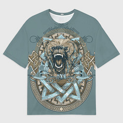 Футболка оверсайз мужская Голова медведя-викинга, цвет: 3D-принт