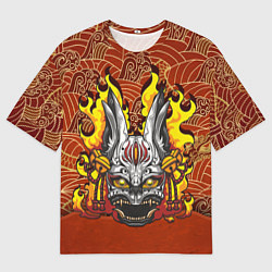 Футболка оверсайз мужская Огненный кролик, цвет: 3D-принт