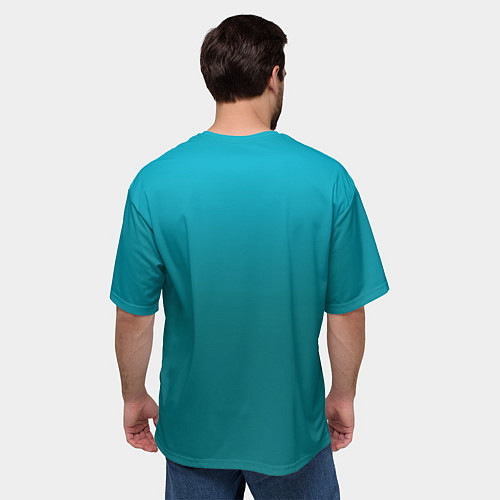 Мужская футболка оверсайз Градиент бирюзовый / 3D-принт – фото 4