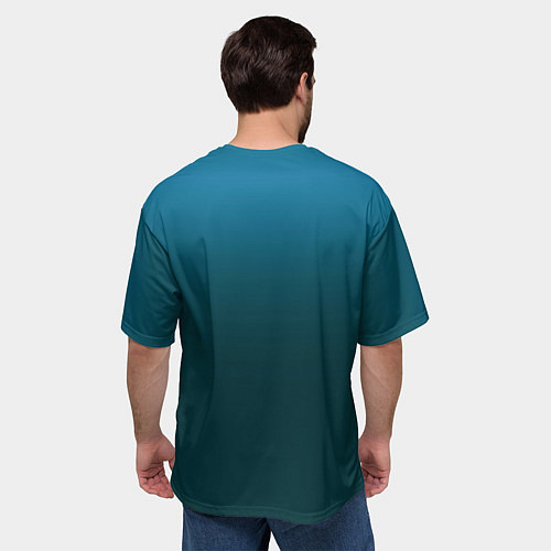 Мужская футболка оверсайз Градиент бирюзовый / 3D-принт – фото 4