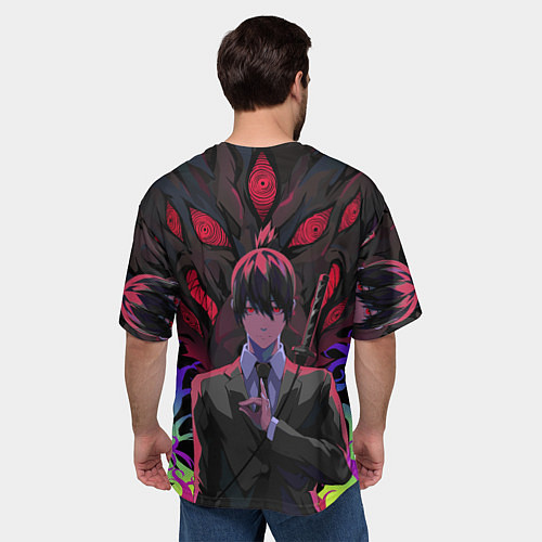 Мужская футболка оверсайз Аки Хаякава и демон лис / 3D-принт – фото 4