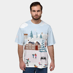 Футболка оверсайз мужская Новый год - каникулы, цвет: 3D-принт — фото 2