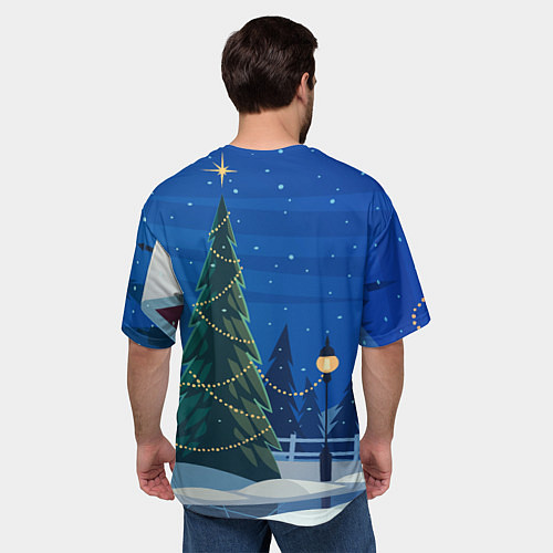 Мужская футболка оверсайз Доброго нового года - праздничная елка / 3D-принт – фото 4
