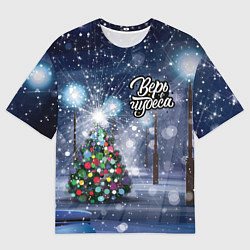 Футболка оверсайз мужская Новогодняя ёлочка, цвет: 3D-принт