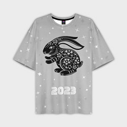 Мужская футболка оверсайз Символ 2023 года черный водяной кролик