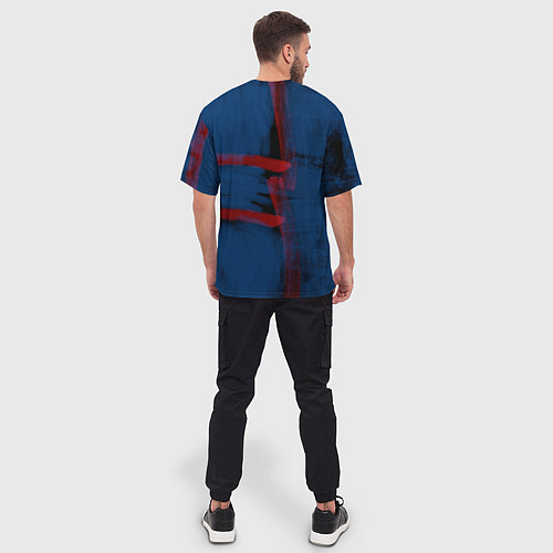 Мужская футболка оверсайз Абстрактный сине-красный / 3D-принт – фото 4