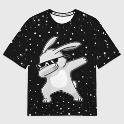 Футболка оверсайз мужская Кролик ДЭБ и снегопад, цвет: 3D-принт