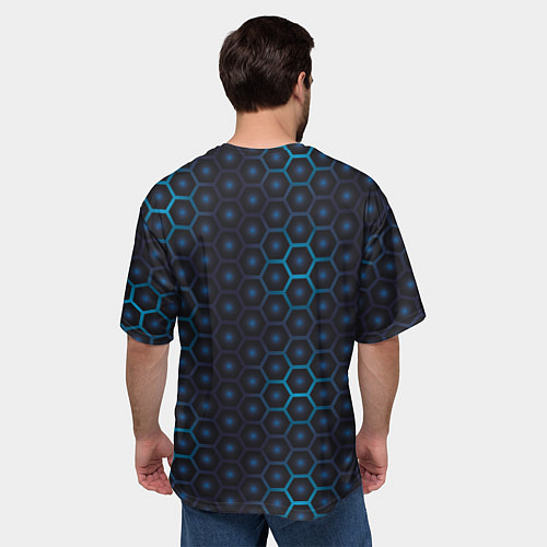 Мужская футболка оверсайз Шестиугольная чешуя / 3D-принт – фото 4