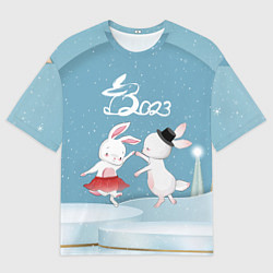 Футболка оверсайз мужская 2023 - танец зайчиков, цвет: 3D-принт