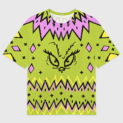 Мужская футболка оверсайз Новогодний свитер Гринча