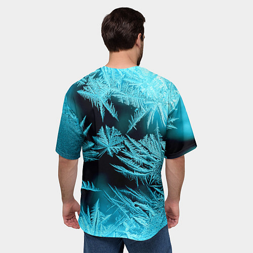 Мужская футболка оверсайз Голубой лед - иней / 3D-принт – фото 4