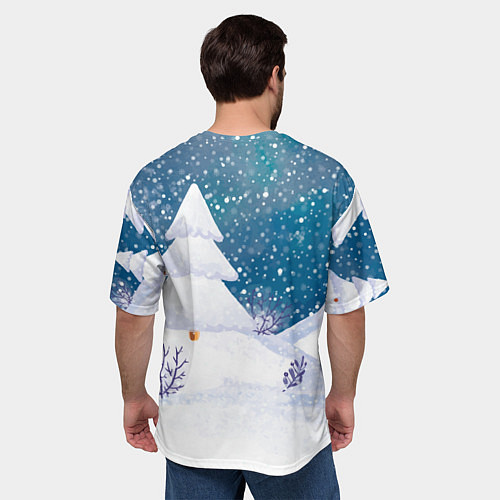 Мужская футболка оверсайз Зайчик на санках 2023 / 3D-принт – фото 4