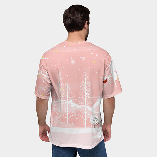 Мужская футболка оверсайз Зайчики упаковывают подарки к новому году / 3D-принт – фото 4