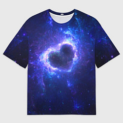 Футболка оверсайз мужская Галактика любви - neon heart, цвет: 3D-принт