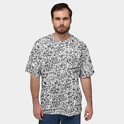 Футболка оверсайз мужская Новогодний узор леттеринг надписи, цвет: 3D-принт — фото 2