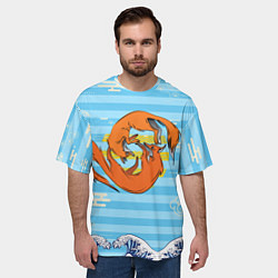 Футболка оверсайз мужская Лисички и море, цвет: 3D-принт — фото 2
