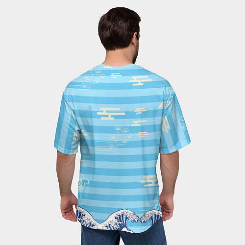 Мужская футболка оверсайз Лисички и море / 3D-принт – фото 4