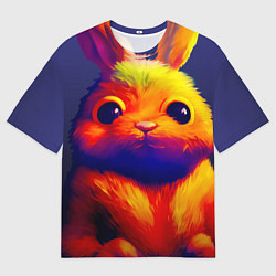 Футболка оверсайз мужская Арт кролика, цвет: 3D-принт