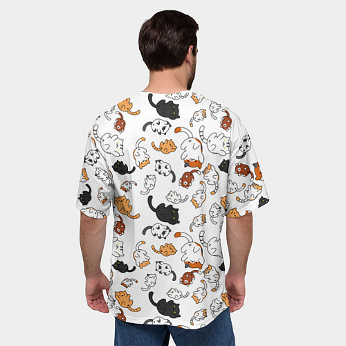 Мужская футболка оверсайз Вечеринка кошек / 3D-принт – фото 4