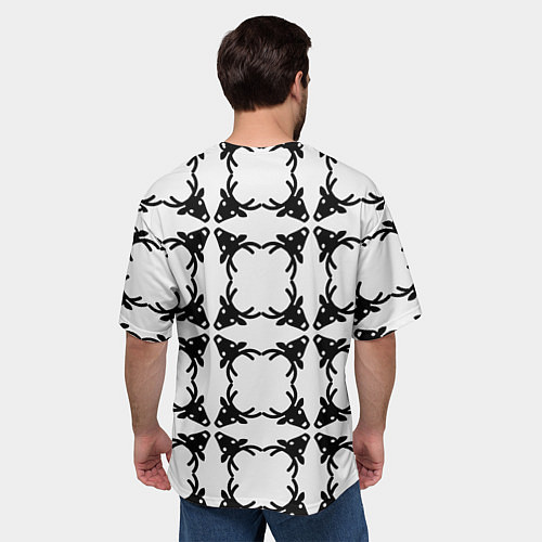 Мужская футболка оверсайз Черные рождественские олени / 3D-принт – фото 4