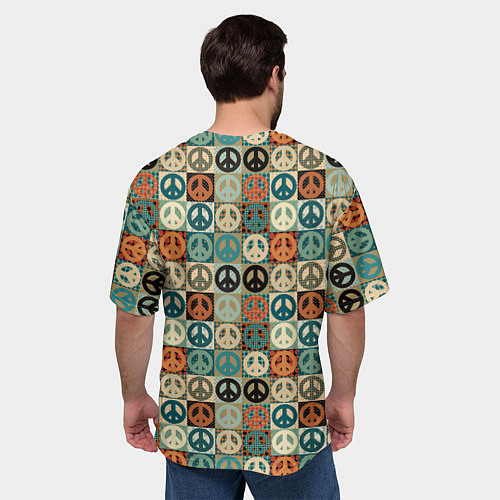 Мужская футболка оверсайз Peace symbol pattern / 3D-принт – фото 4