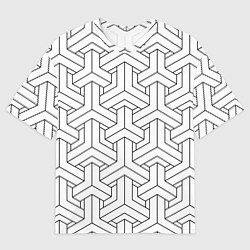 Мужская футболка оверсайз Мозаичный чёрно-белый паттерн