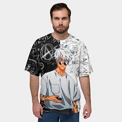Футболка оверсайз мужская Сатору Годжо в очках - магическая битва, цвет: 3D-принт — фото 2