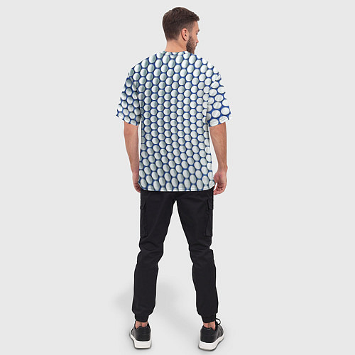 Мужская футболка оверсайз Геометрические бело-синие круги / 3D-принт – фото 4