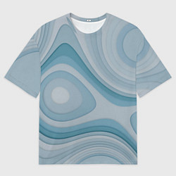 Футболка оверсайз мужская Волнообразные синие текстуры, цвет: 3D-принт