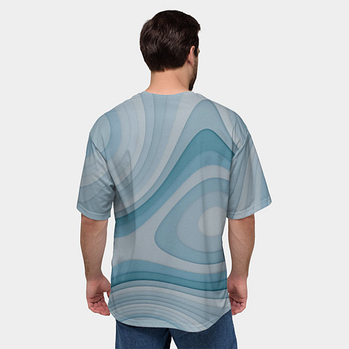 Мужская футболка оверсайз Волнообразные синие текстуры / 3D-принт – фото 4