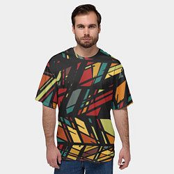 Футболка оверсайз мужская Абстракция в разноцветных линиях, цвет: 3D-принт — фото 2