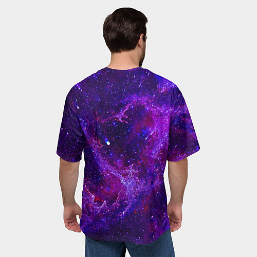 Мужская футболка оверсайз Неоновый космос и звезды / 3D-принт – фото 4