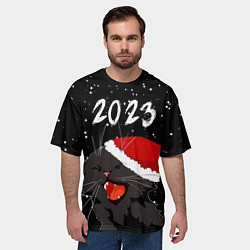 Футболка оверсайз мужская Новогодний кот символ года, цвет: 3D-принт — фото 2