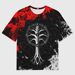 Футболка оверсайз мужская Руны девяти миров мирового древа, цвет: 3D-принт