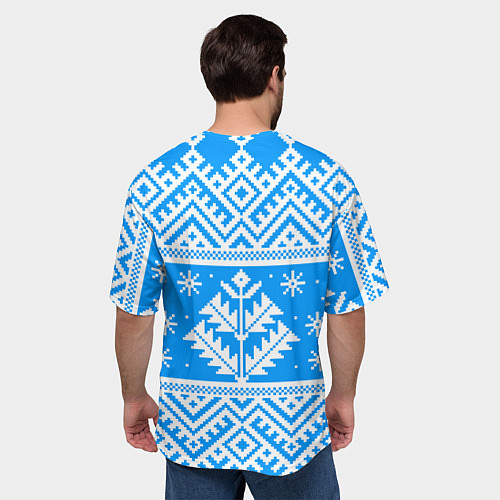 Мужская футболка оверсайз Котик в новогодней шапочке / 3D-принт – фото 4