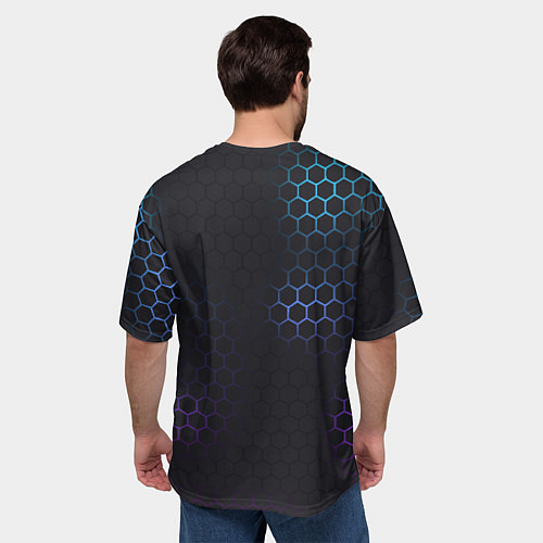 Мужская футболка оверсайз Броня из стали градиент / 3D-принт – фото 4