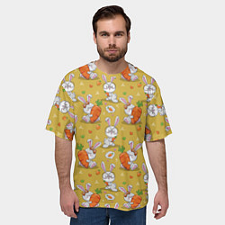 Футболка оверсайз мужская Милый кролик с морковкой, цвет: 3D-принт — фото 2