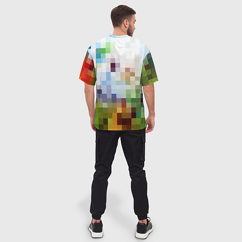 Мужская футболка оверсайз Пиксельная абстракция / 3D-принт – фото 4