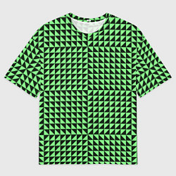 Футболка оверсайз мужская Чёрно-зелёная оптическая иллюзия, цвет: 3D-принт