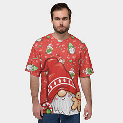 Футболка оверсайз мужская Новогодний гном с пряником, цвет: 3D-принт — фото 2