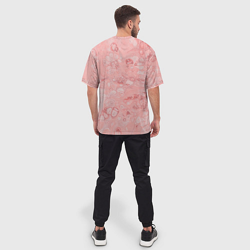 Мужская футболка оверсайз Розовые волны / 3D-принт – фото 4