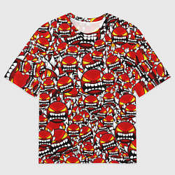 Мужская футболка оверсайз Геометри Даш демоны паттерн