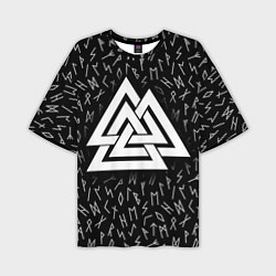 Мужская футболка оверсайз Valknut runes pattern