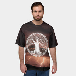 Футболка оверсайз мужская Yggdrasil white rune, цвет: 3D-принт — фото 2