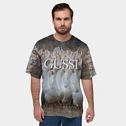 Футболка оверсайз мужская Стая гусей - Gussi, цвет: 3D-принт — фото 2