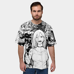 Футболка оверсайз мужская Power Человек бензопила манга страницы, цвет: 3D-принт — фото 2