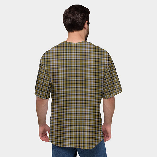 Мужская футболка оверсайз Горчичный с серым клетчатый узор / 3D-принт – фото 4