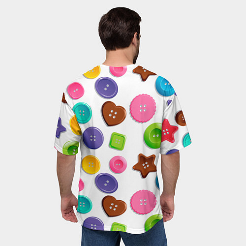Мужская футболка оверсайз Разноцветные пуговицы - паттерн / 3D-принт – фото 4