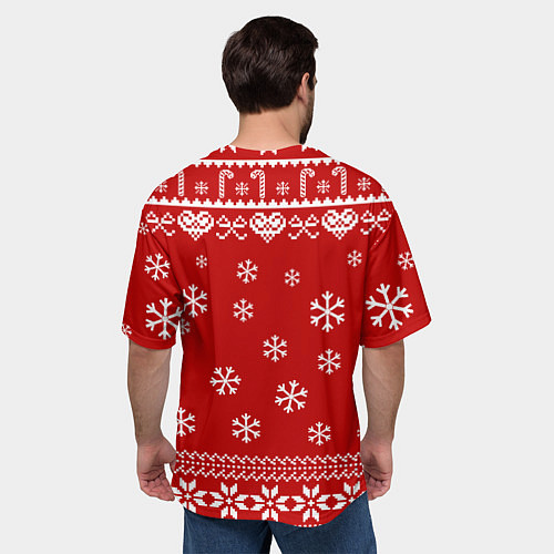 Мужская футболка оверсайз Пауэр Человек бензопила новогодний / 3D-принт – фото 4